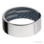 8 mm wide Flat Cobalt Chrome band featuring a Navy Blue sleeve.