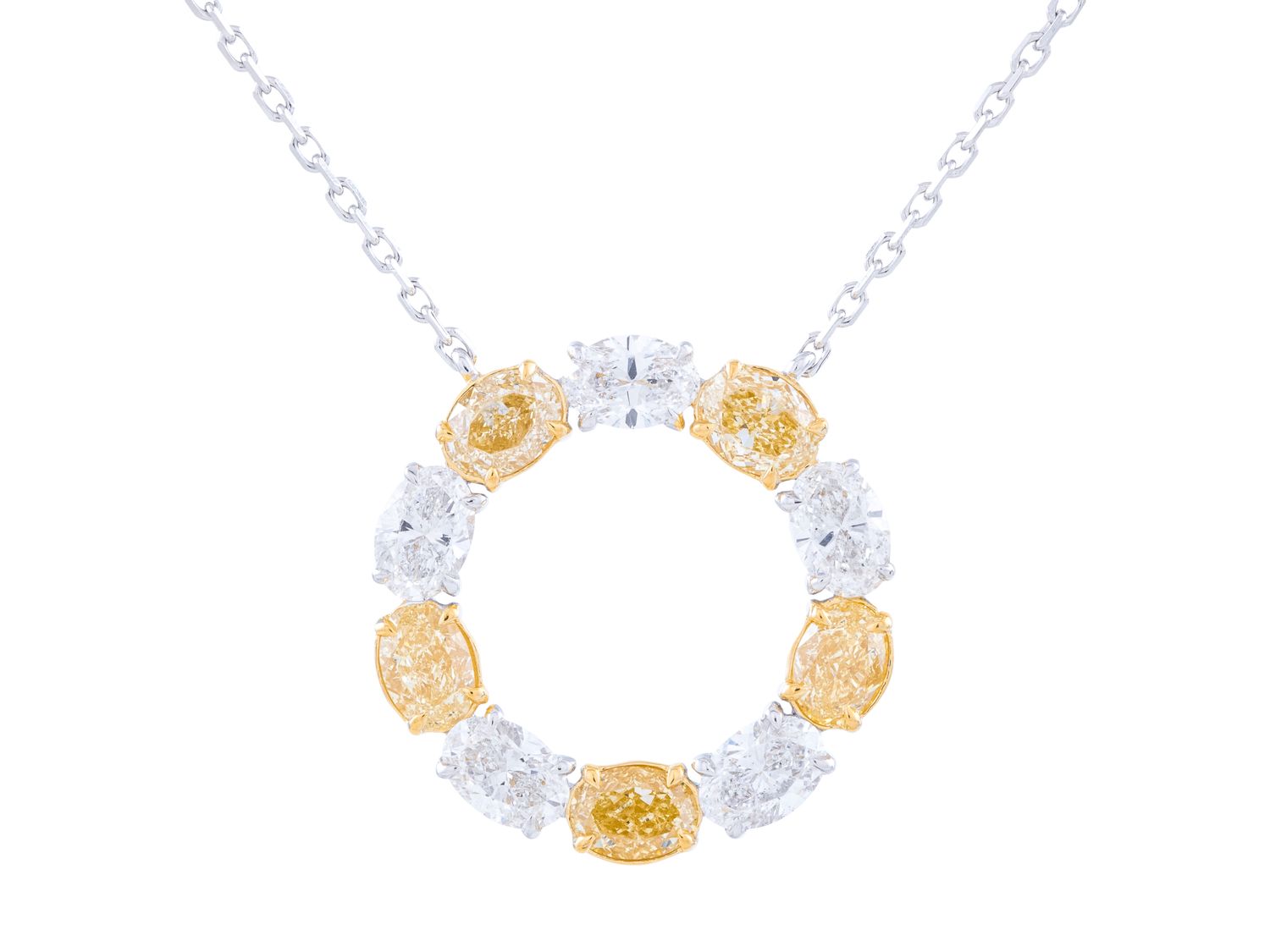 Diamond Necklace - 18 KT White and Yellow Gold