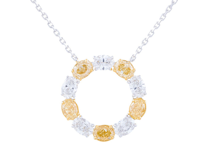 Diamond Necklace - 18 KT White and Yellow Gold