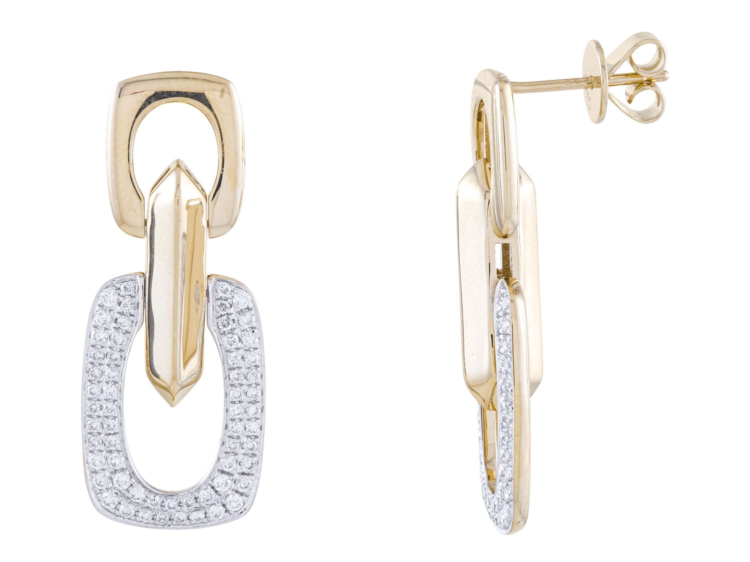 Diamond Earrings - 14 KT Yellow Gold