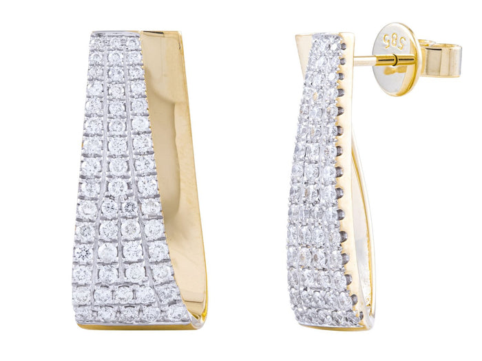 Diamond Earrings - 14 KT Yellow Gold