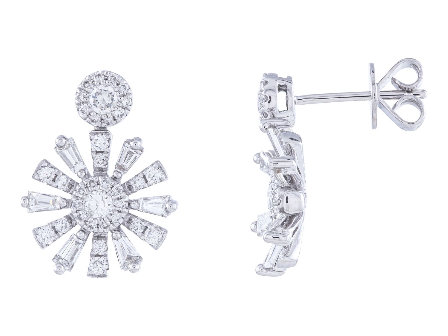 Diamond Earrings - 14 KT White Gold