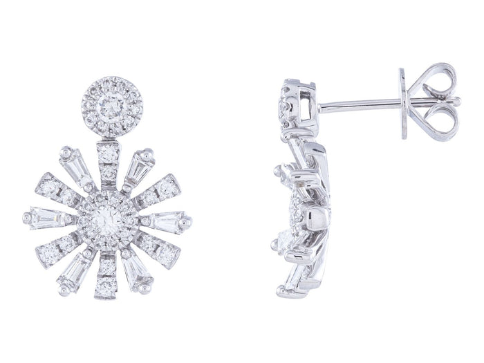 Diamond Earrings - 14 KT White Gold
