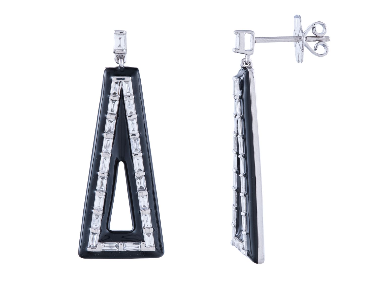 Diamond Earrings - 14 KT White Gold