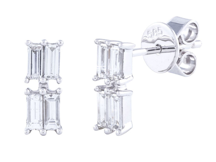 Diamond Earrings - 14 KT White Gold