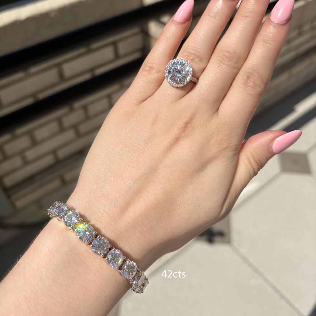 Lab-Grown Round Diamond Tennis Bracelet, 4-Prong, 14K Gold