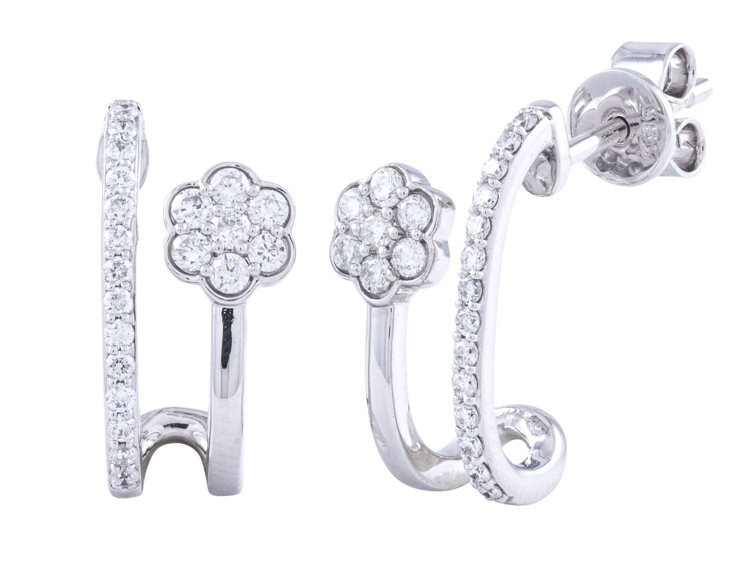 Diamond Earrings - 14 KT White Gold