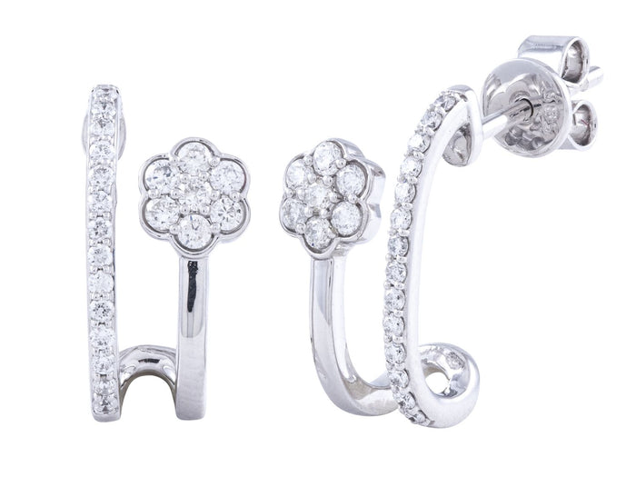 Diamond Earrings - 14 KT White Gold