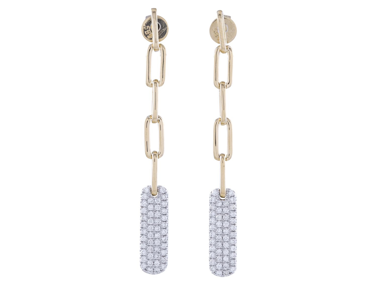 Diamond Earrings - 14 KT White and Yellow Gold