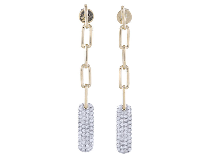 Diamond Earrings - 14 KT White and Yellow Gold