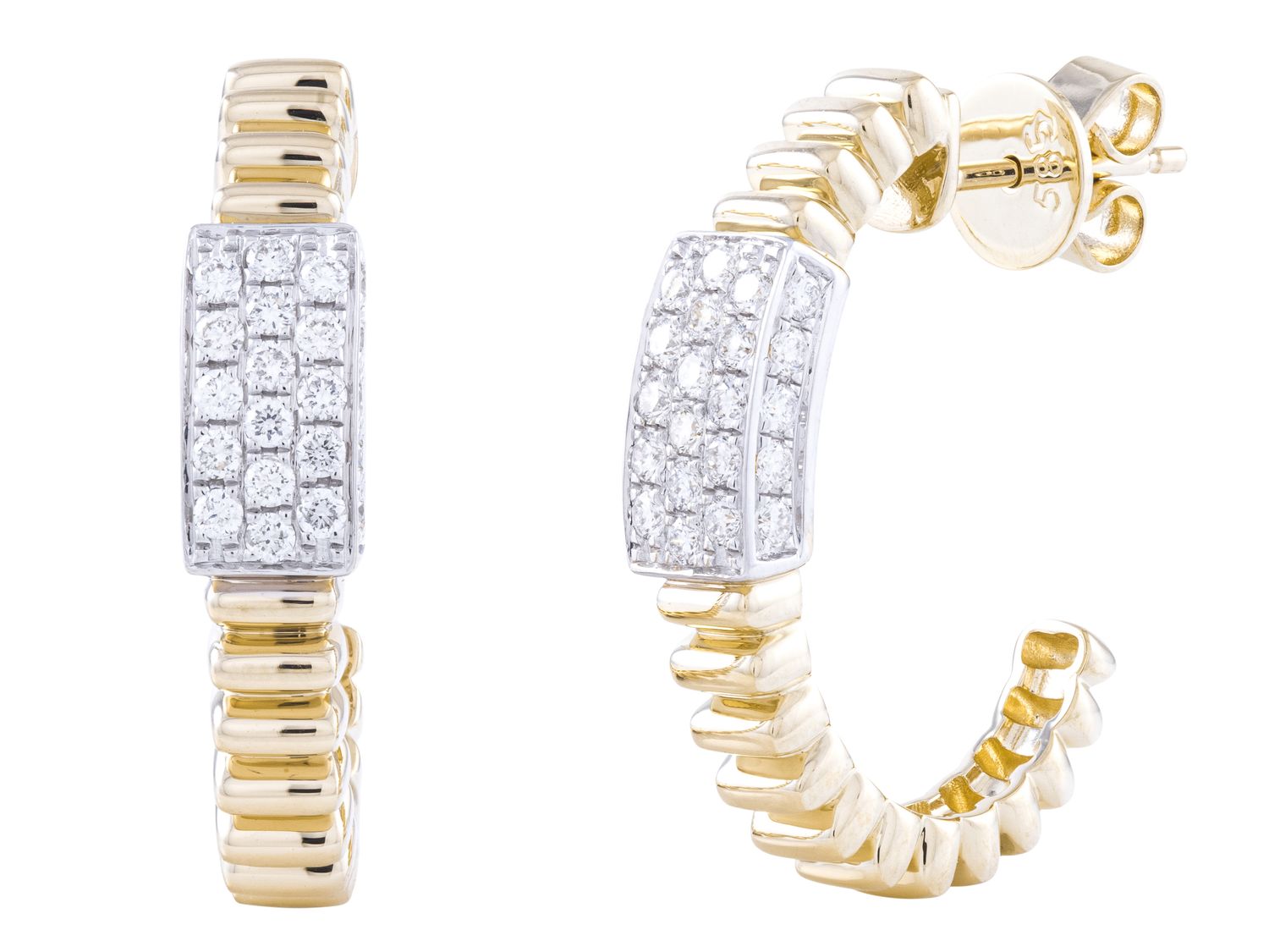 Diamond Earrings - 14 KT Yellow Gold