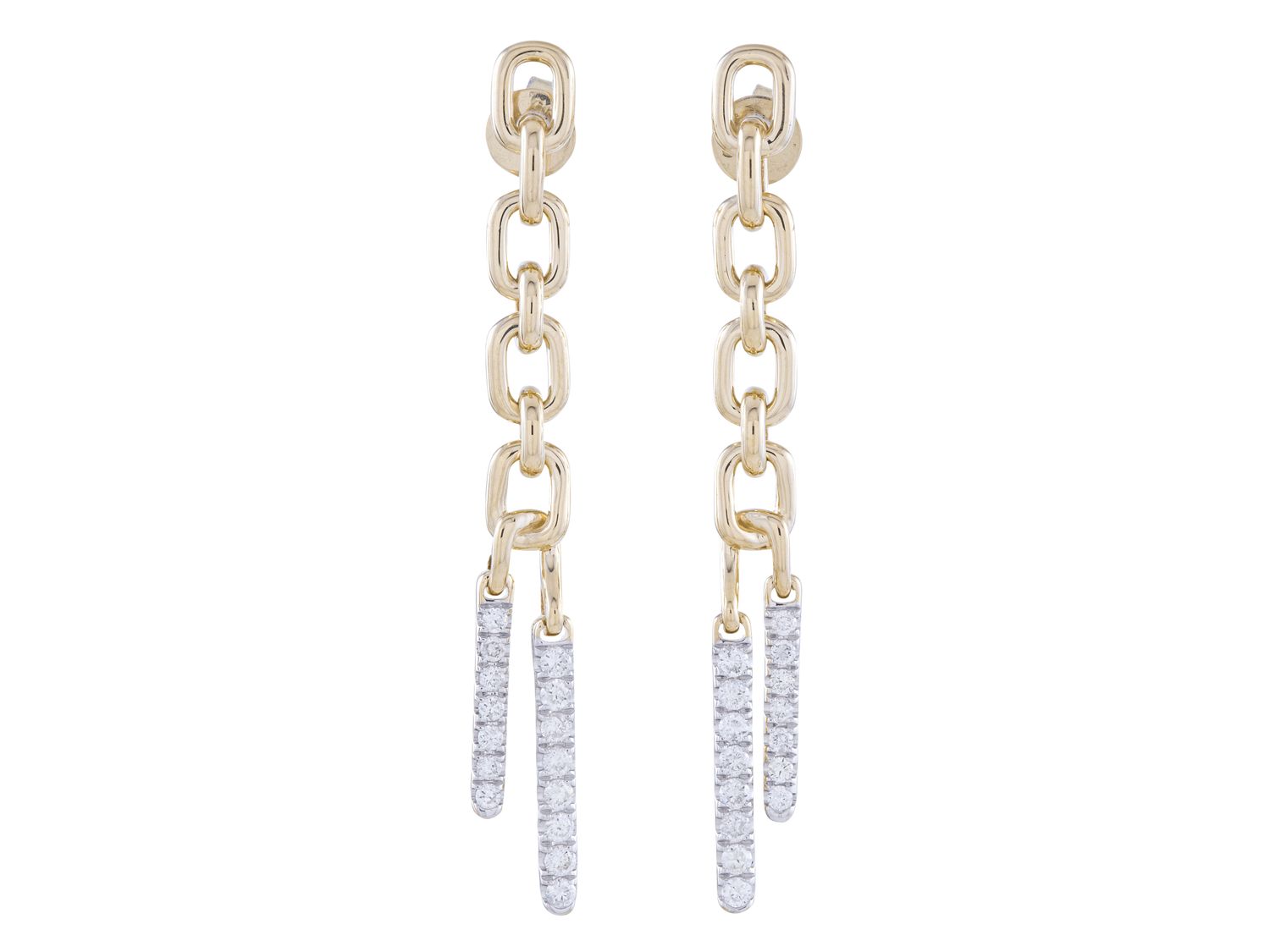 Diamond Earrings - 14 KT Yellow Gold