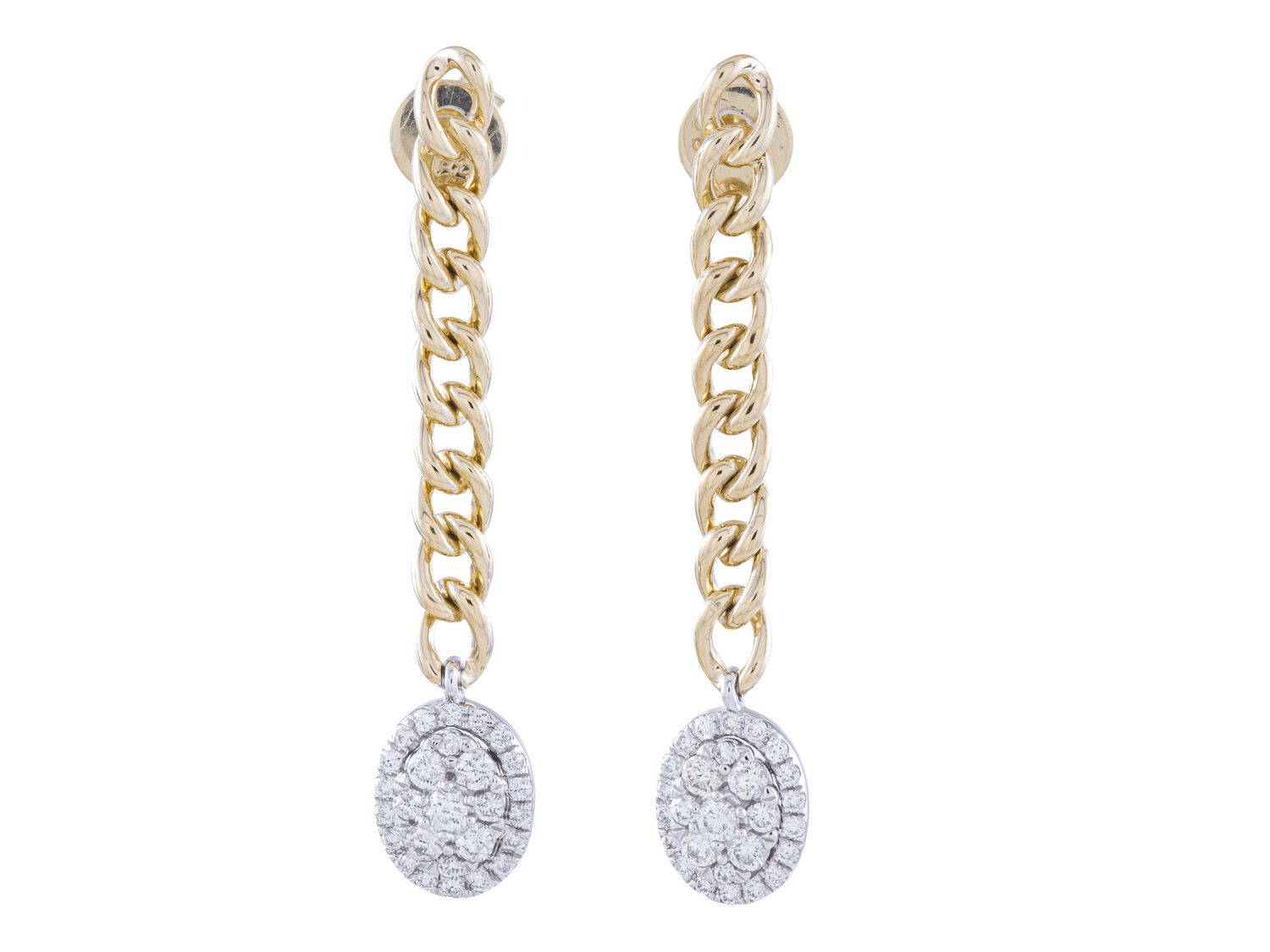 Diamond Earrings - 14 KT White and Yellow Gold