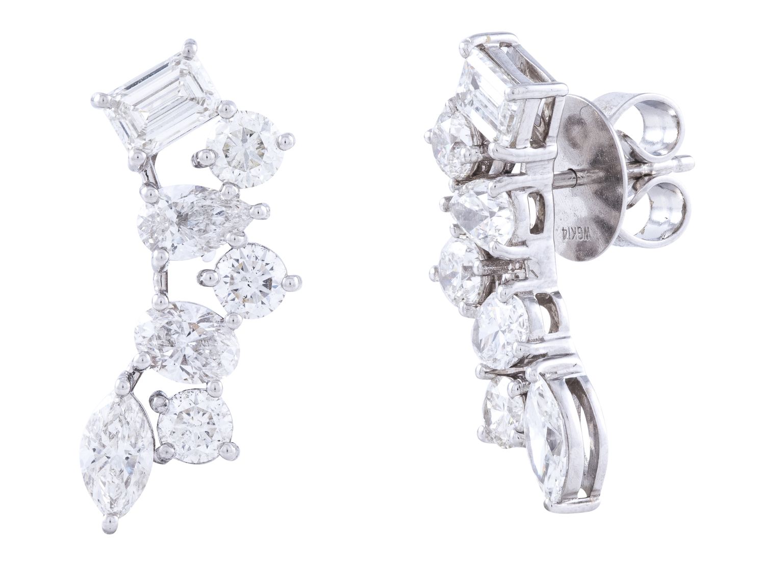 Diamond Earrings - 18 KT White Gold