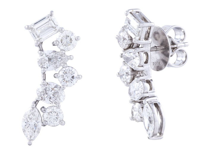 Diamond Earrings - 18 KT White Gold