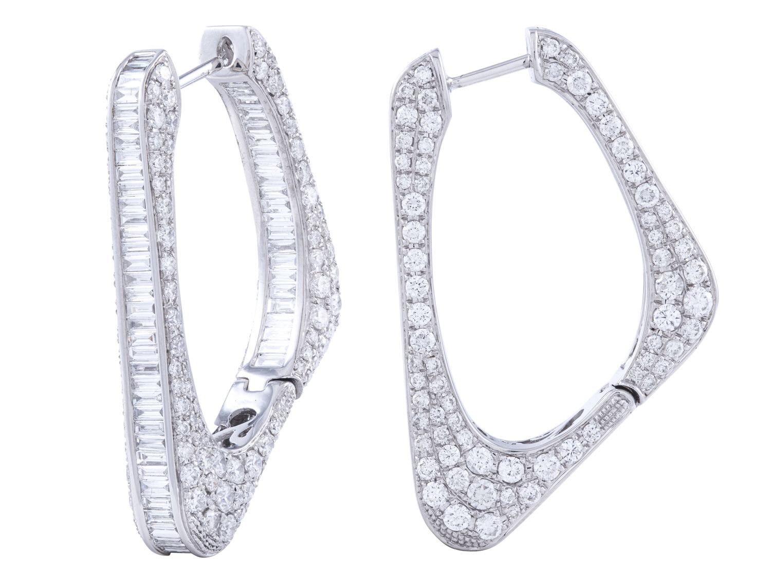 Diamond Hoop Earrings - 18 KT White Gold
