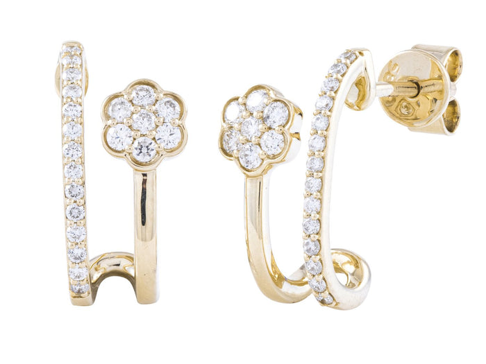 Diamond Earrings - 14 KT Yellow Gold