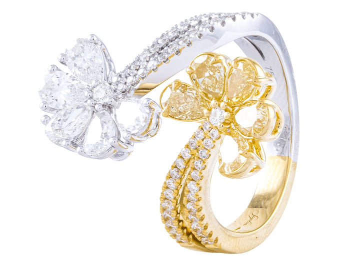 Diamond Ring - 18 KT White and Yellow Gold