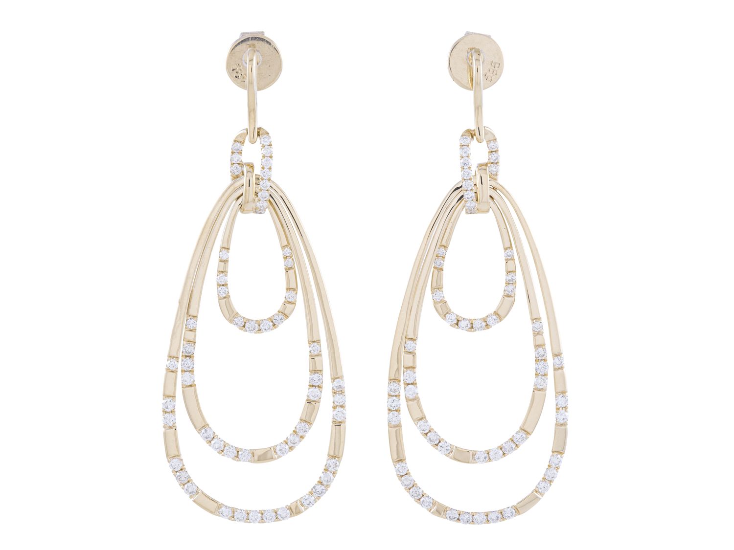 Diamond Earrings - 14 KT Yellow Gold