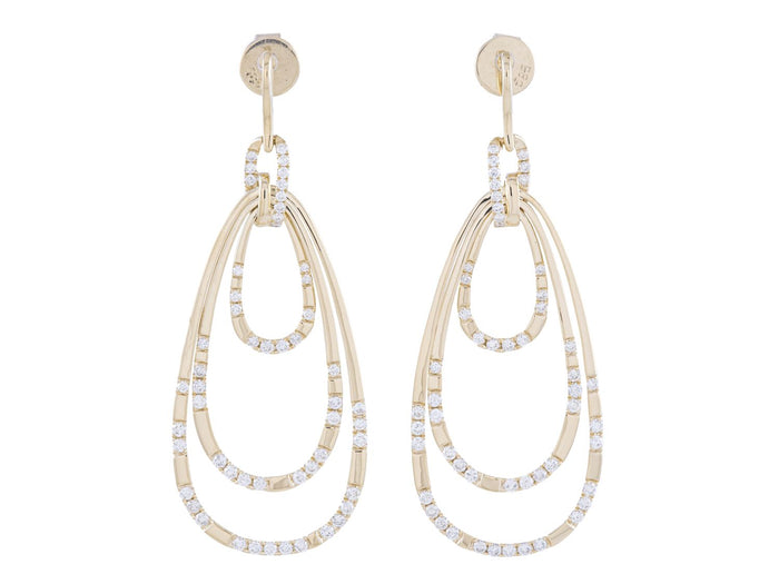 Diamond Earrings - 14 KT Yellow Gold