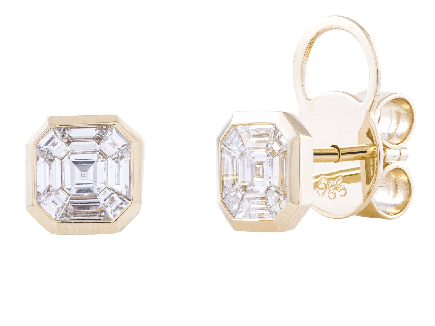 Diamond Earrings - 14 KT Yellow Gold