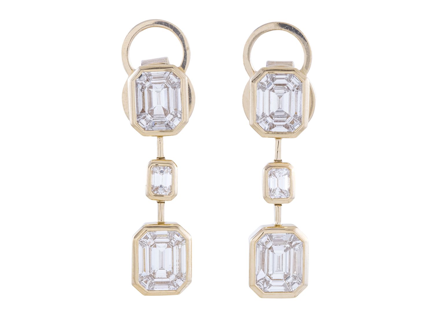 Diamond Earrings - 14 KT Yellow Gold