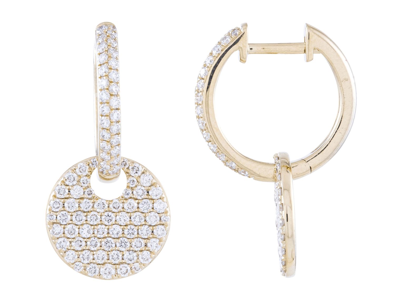 Diamond Earrings - 14 KT Yellow Gold