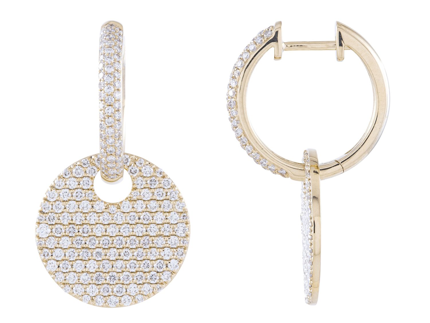 Diamond Earrings - 14 KT Yellow Gold