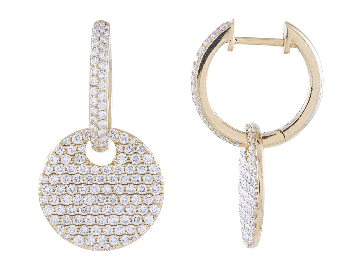 Diamond Earrings - 14 KT Yellow Gold