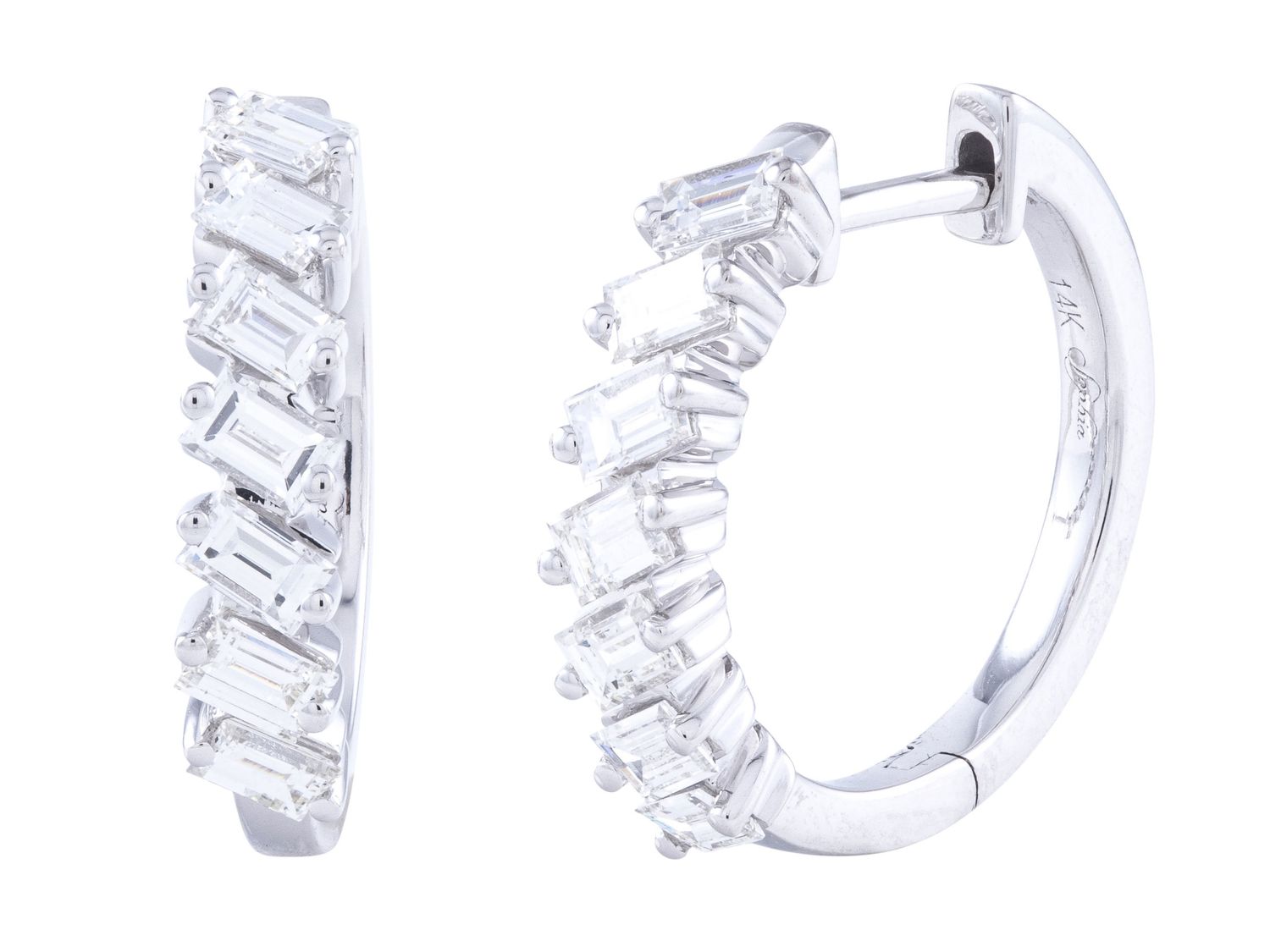 Diamond Earrings - 14 KT White Gold
