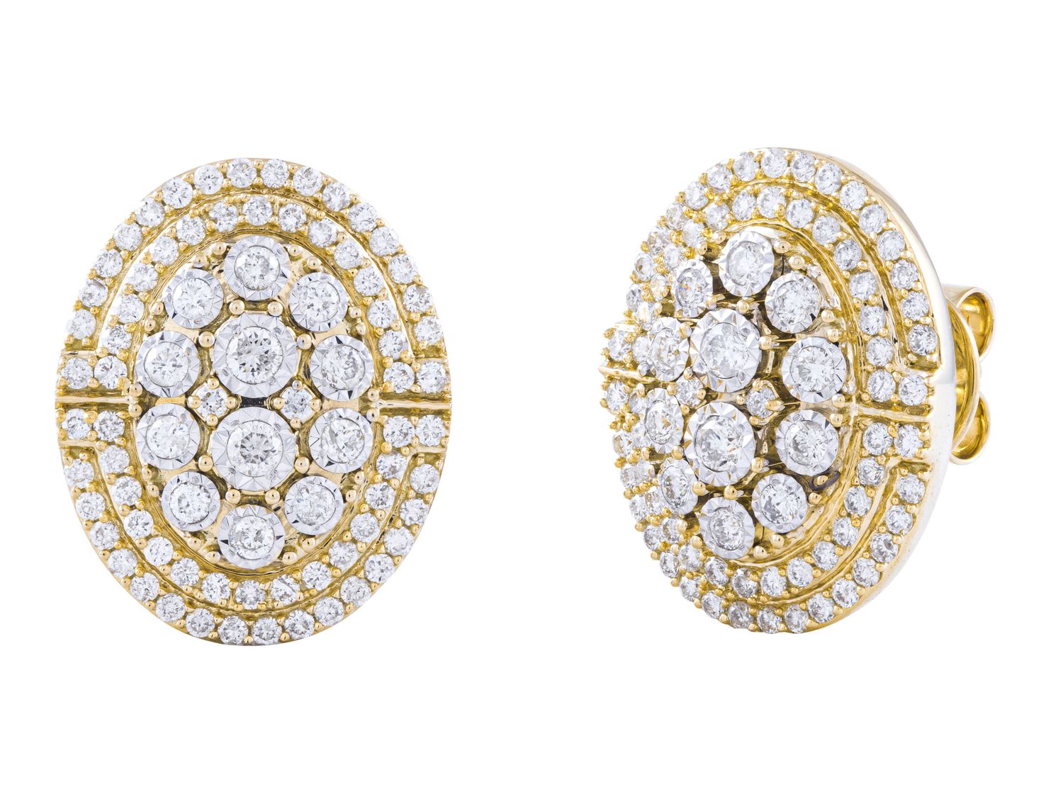 Diamond Earrings - 14 KT Yellow Gold