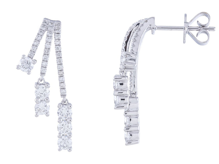 Diamond Earrings - 14 KT White Gold