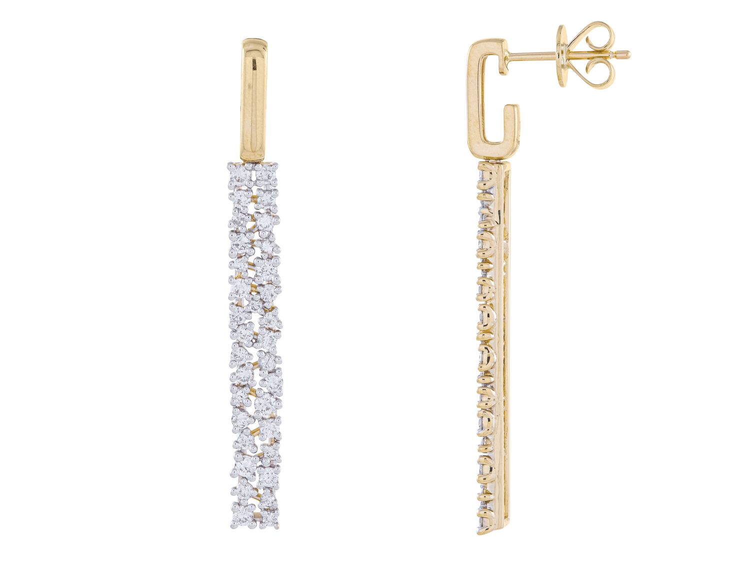 Diamond Earrings - 14 KT Yellow Gold
