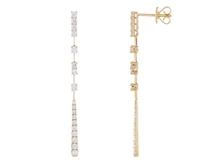 Diamond Earrings - 14 KT Yellow Gold