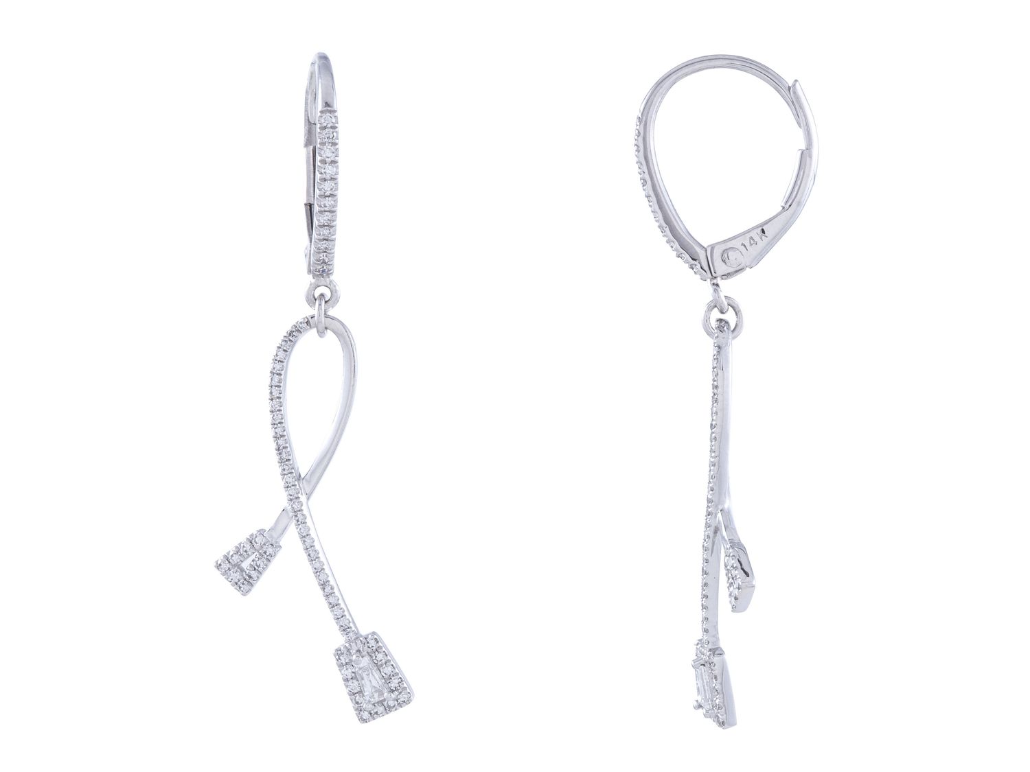 Diamond Earrings - 14 KT White Gold
