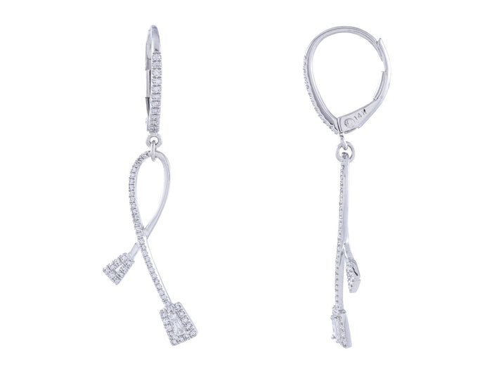 Diamond Earrings - 14 KT White Gold