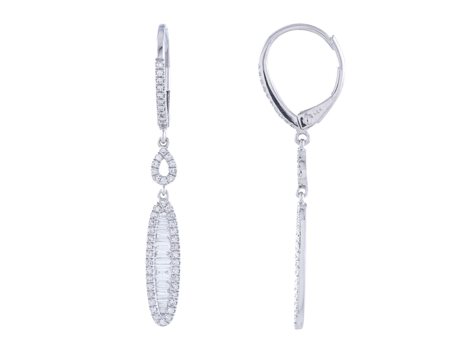 Diamond Earrings - 14 KT White Gold