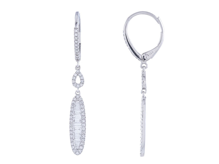 Diamond Earrings - 14 KT White Gold