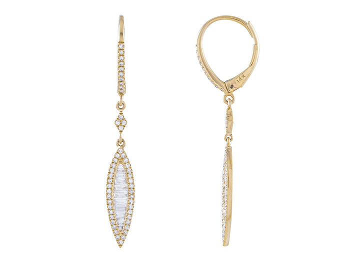 Diamond Earrings - 14 KT Yellow Gold