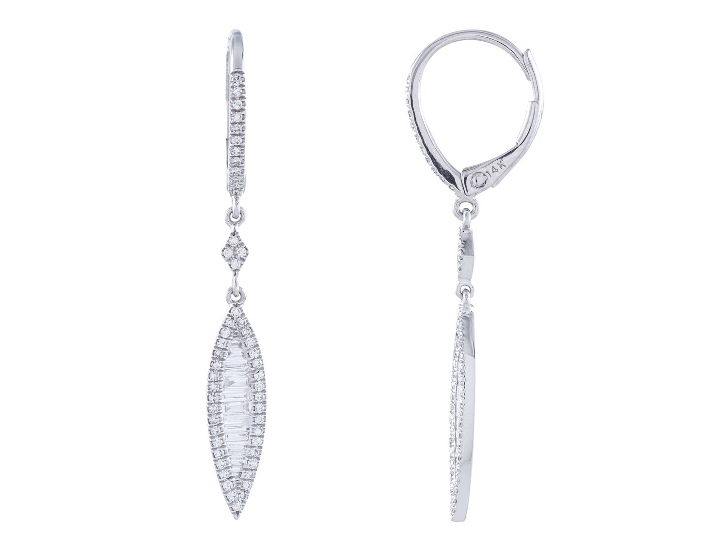 Diamond Earrings - 14 KT White Gold