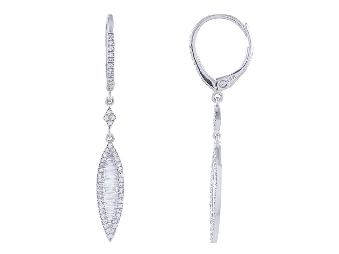 Diamond Earrings - 14 KT White Gold