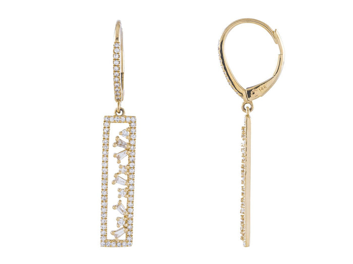 Diamond Earrings - 14 KT Yellow Gold