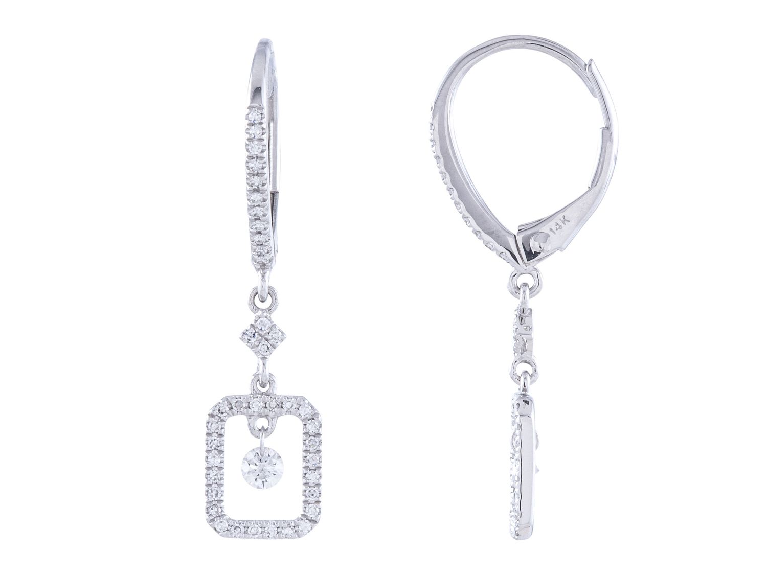 Diamond Earrings - 14 KT White Gold