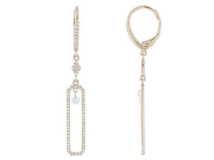 Diamond Earrings - 14 KT Yellow Gold