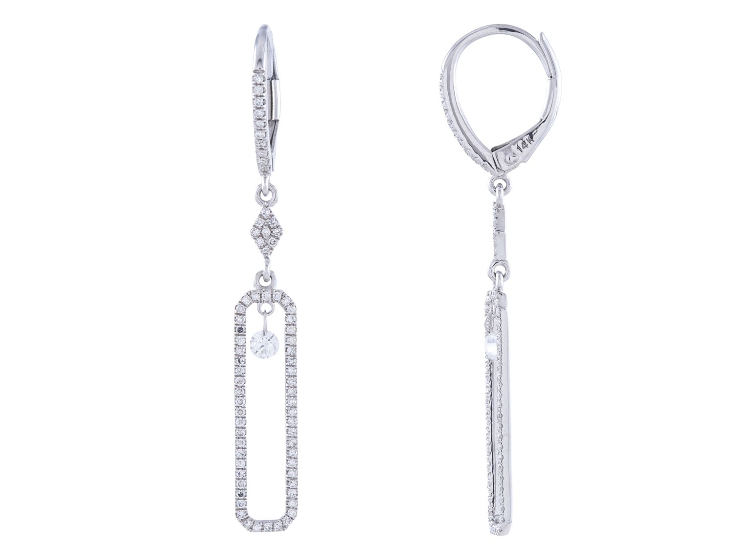 Diamond Earrings - 14 KT White Gold