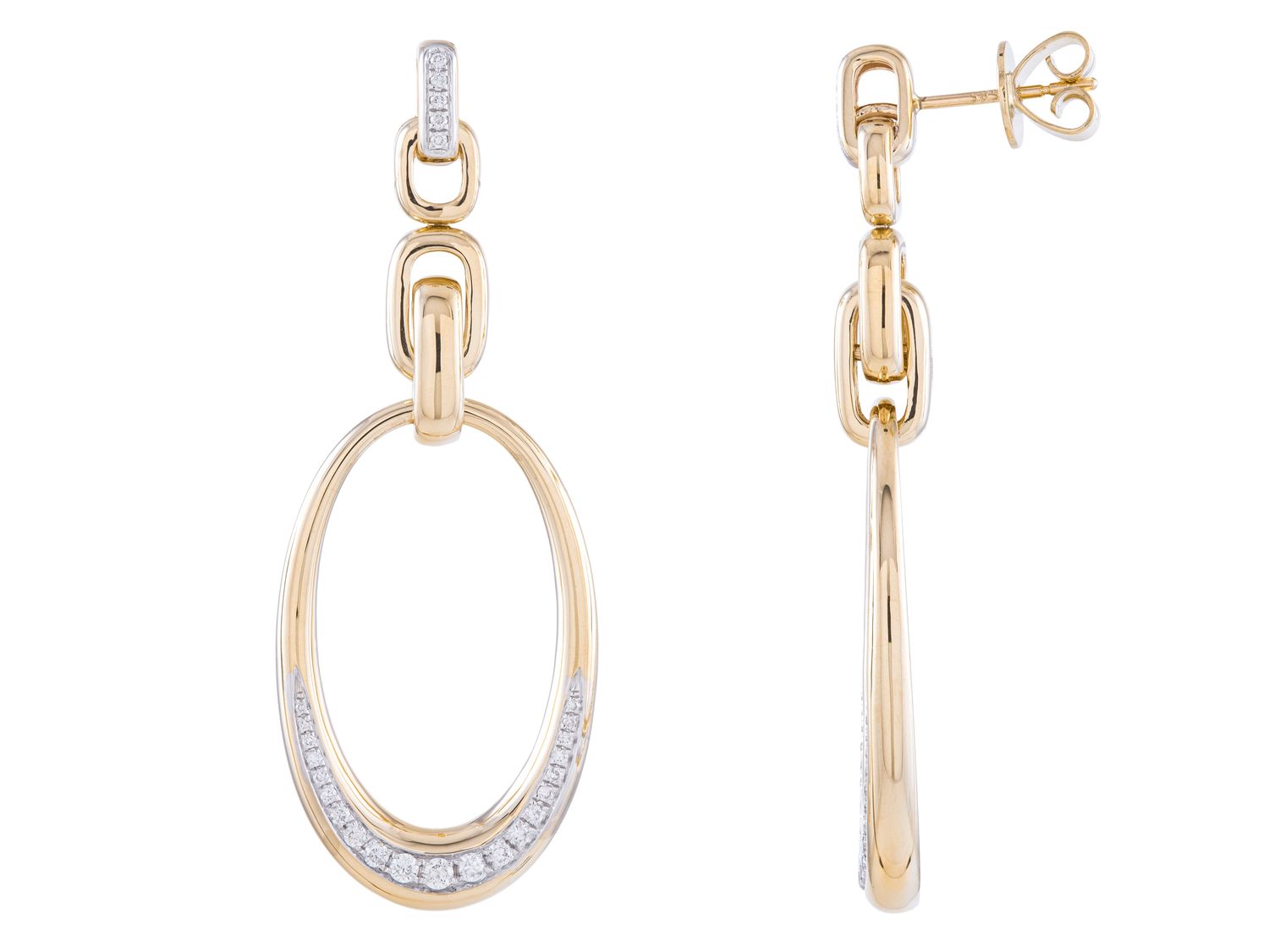 Diamond Earrings - 14 KT Yellow Gold