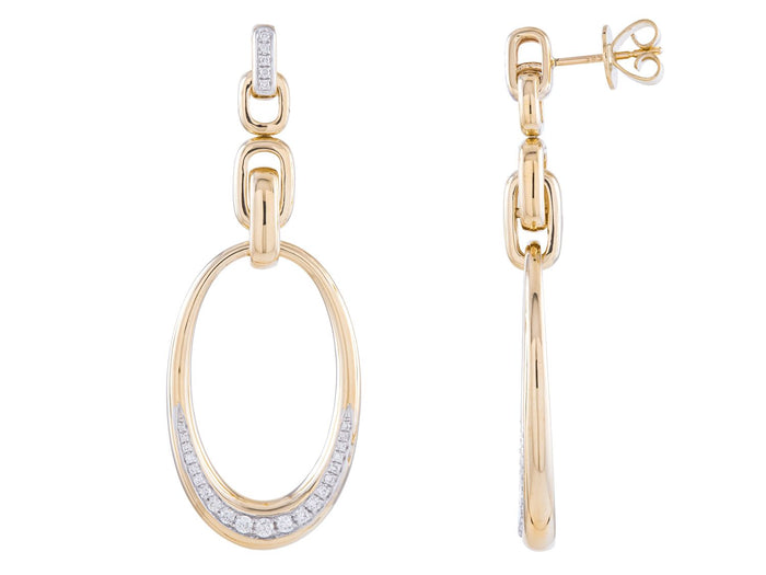 Diamond Earrings - 14 KT Yellow Gold