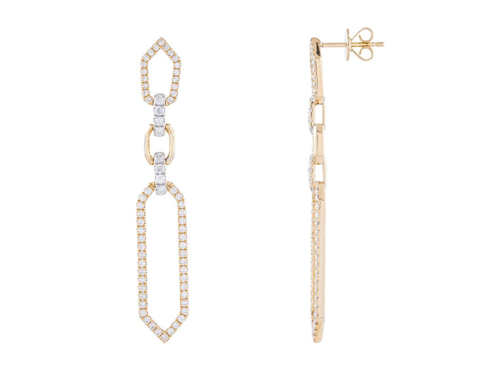 Diamond Earrings - 14 KT Yellow Gold