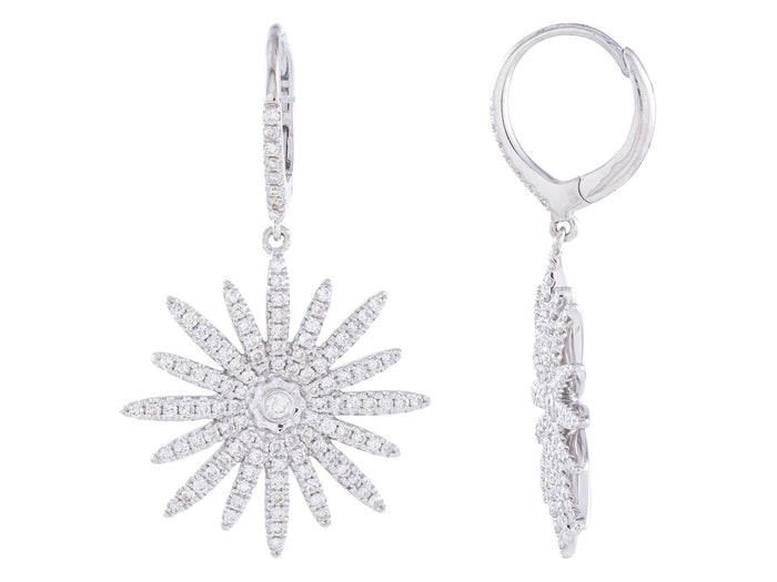 Diamond Earrings - 14 KT White Gold