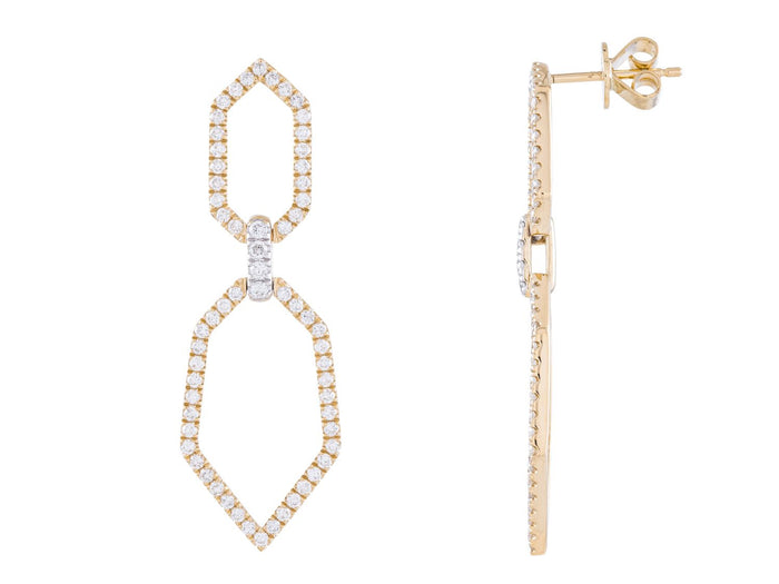 Diamond Earrings - 14 KT Yellow Gold